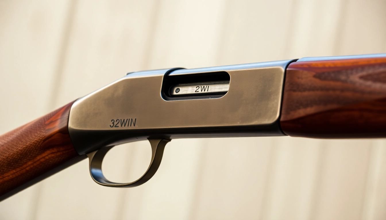 Detailed image of a classic Winchester lever-action rifle in 32WIN cartridge, emphasizing craftsmanship and historical appeal for enthusiasts.