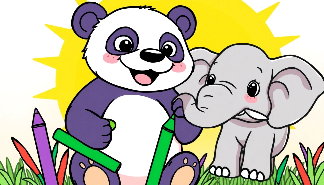 Engaging free coloring pages featuring elephants and pandas for kids' creative fun and learning activities.