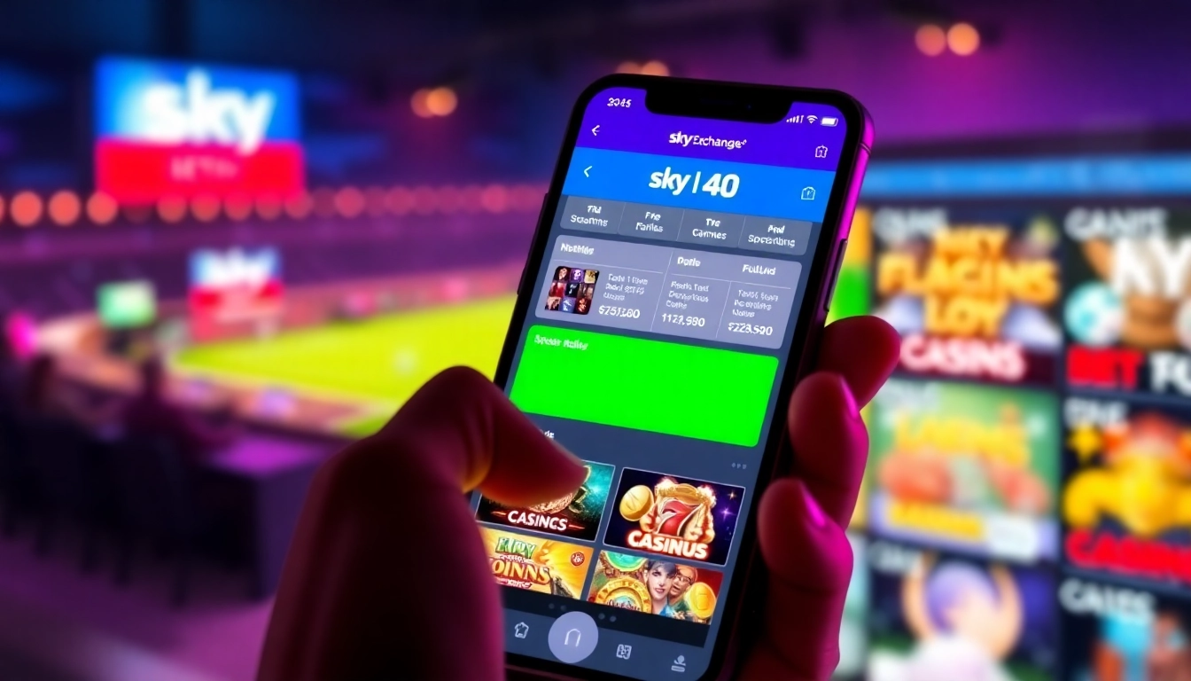Sky Exchange Id grants quick access to online betting, showing a user on mobile actively placing bets on sports and casino games.