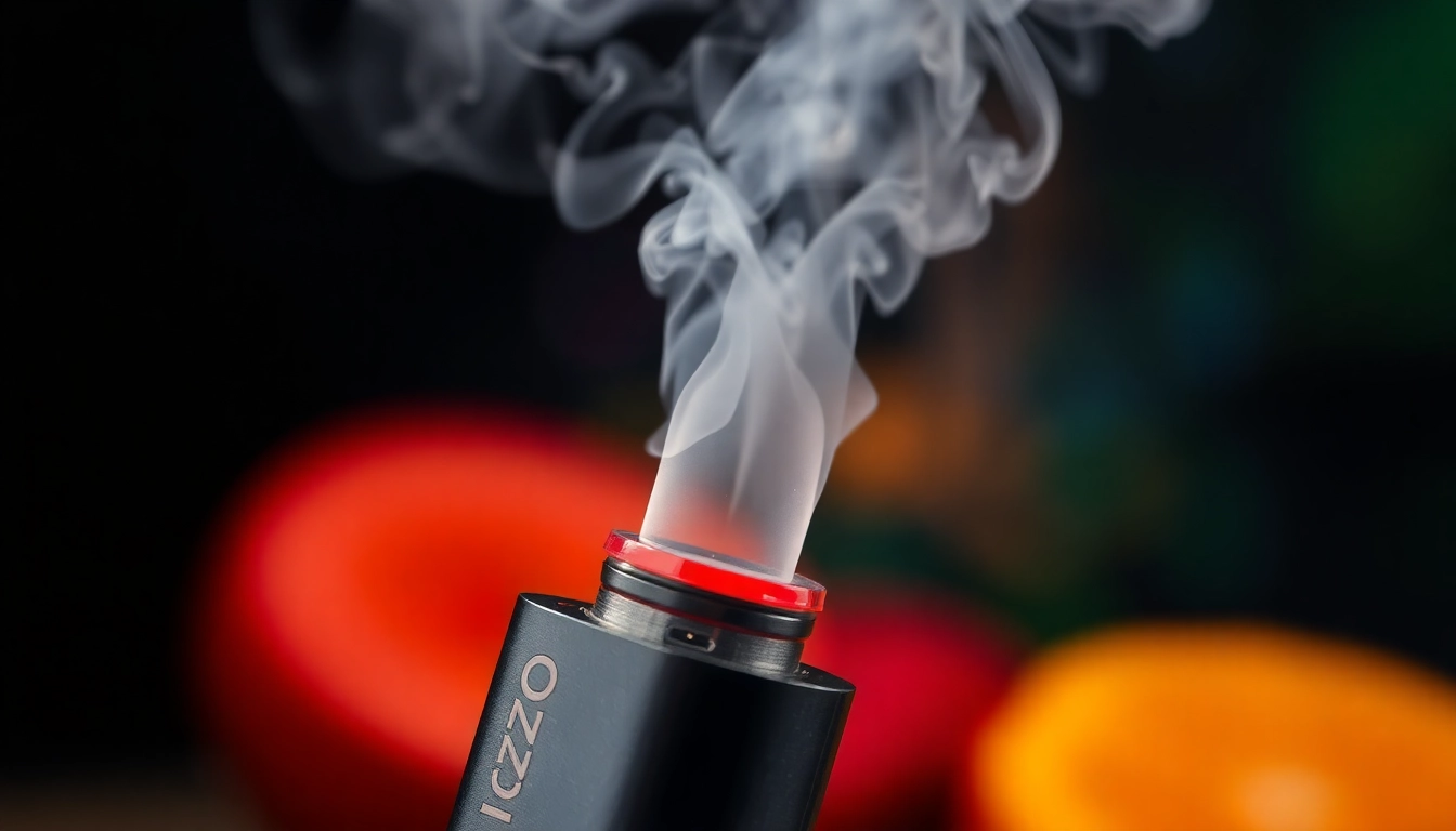 Vozol puff disposable vape in hand with colorful vapor clouds illustrating flavor variety and high puff capacity, appealing and detailed for accessibility.