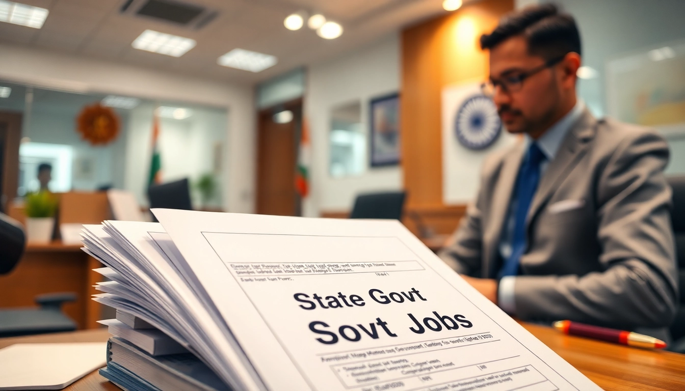 High-quality image showing a person filling out a State Govt Jobs application form in an office