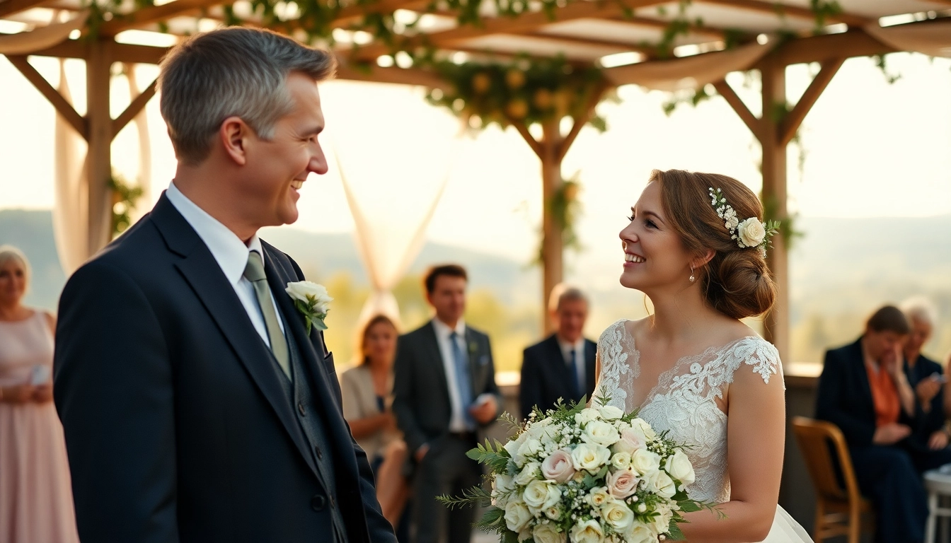 Experienced eskuvo fotos capturing natural wedding moments during a joyful outdoor ceremony for