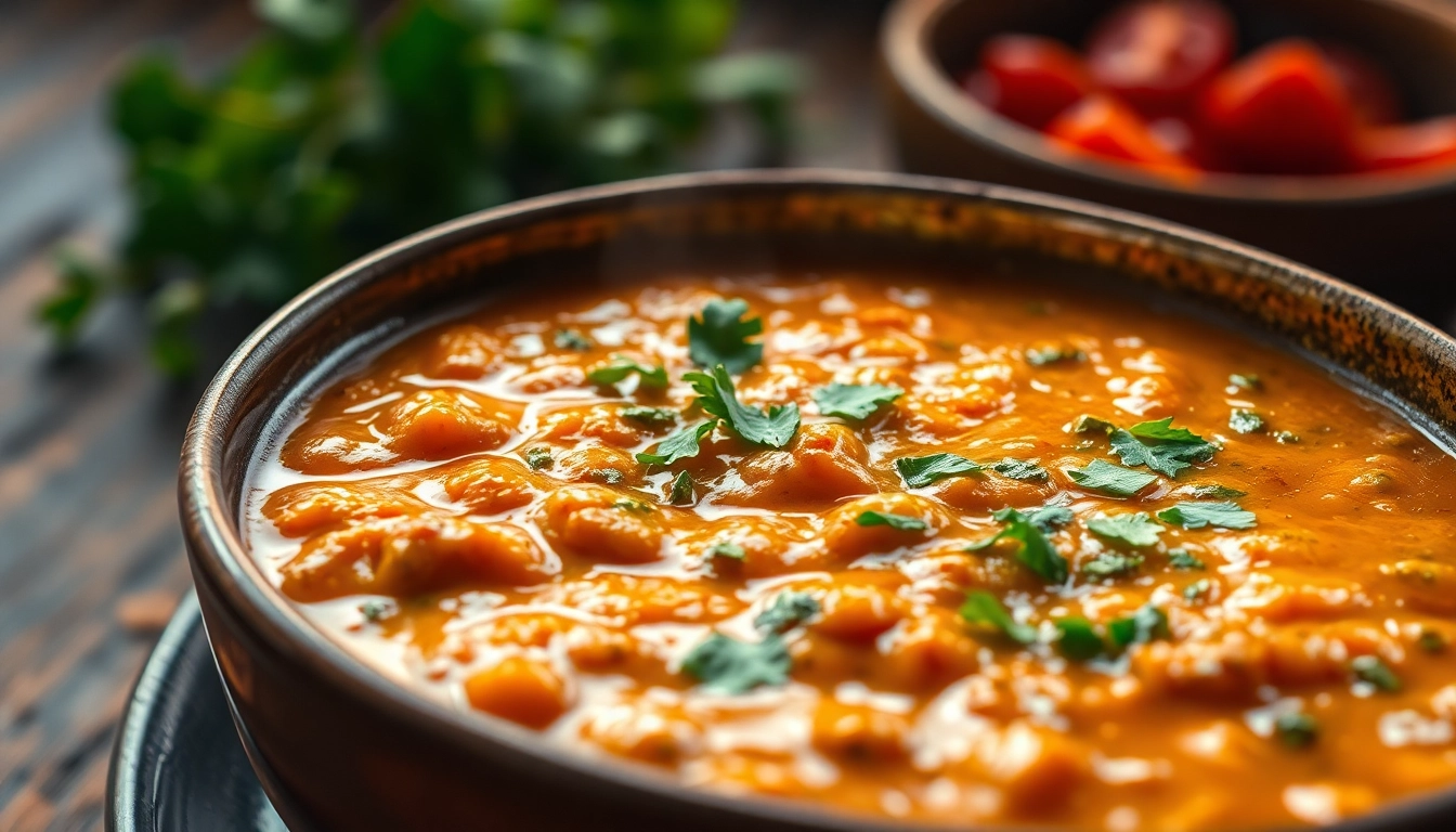 Delicious ready to eat Dal Makhni served in a bowl with fresh herbs, showcasing rich textures